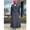 Kayra Kabartma Desenli Naturel Ceket Etek Takım KA16009