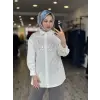 Kayra Boncuk ve Payet Detaylı Poplin Gömlek KA21046