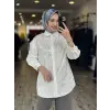 Kayra Boncuk ve Payet Detaylı Poplin Gömlek KA21046