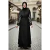 Zems Güpür ve Saten Kombinli Çık Abaya 2802