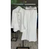 Vuu Gold Düğme Aksesuarlı Denim Ceket Kemerli Pantolon Takım