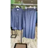 Vuu Gold Düğme Aksesuarlı Denim Ceket Kemerli Pantolon Takım