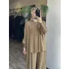 Clande Paçası ve Kolları Dokuma Detaylı Tunik Pantolon Takım