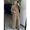 Clande Paçası ve Kolları Dokuma Detaylı Tunik Pantolon Takım