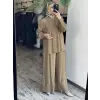 Clande Paçası ve Kolları Dokuma Detaylı Tunik Pantolon Takım