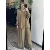 Clande Paçası ve Kolları Dokuma Detaylı Tunik Pantolon Takım