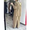 Clande Paçası ve Kolları Dokuma Detaylı Tunik Pantolon Takım