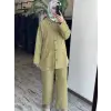 Kayra Kendinden Desenli Tencel Kap Pantolon Takım KA16063