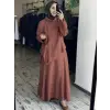 Clande Büzgü Detaylı Asimetrik Keten Etek Bluz Takım