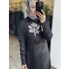 Zems Önü Kristal Çiçek İşlemeli Şık Elbise 2815