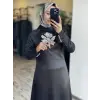 Zems Önü Kristal Çiçek İşlemeli Şık Elbise 2815
