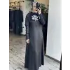 Zems Önü Kristal Çiçek İşlemeli Şık Elbise 2815