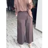 Kayra Beli Lastikli Geniş Paça Cepli Denim Pantolon KA19092