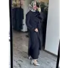 Qupra Parça Detaylı Keten Kimono Elbise Takım WAD1530