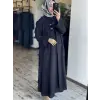Qupra Parça Detaylı Keten Kimono Elbise Takım WAD1530