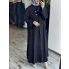 Qupra Parça Detaylı Keten Kimono Elbise Takım WAD1530