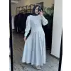 Vuu Çizgili Poplin Elbise