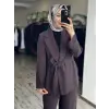 MAQ Sırtı Nakışlı Tencel Ceket Pantolon Takım
