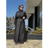 Zems Güpür ve Saten Kombinli Çık Abaya 2802