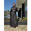 Zems Güpür ve Saten Kombinli Çık Abaya 2802