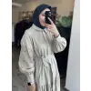 Kayra Kolları Güpür Detaylı Düğmeli Gömlek Elbise KA83002
