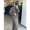Qupra Taş Baskılı Düğmeli Ceket(Gömlek) Etek Takım WAD1200