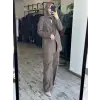 Qupra Taş Baskılı Keten Ceket Pantolon Takım WAD1290