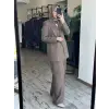 Qupra Taş Baskılı Keten Ceket Pantolon Takım WAD1290