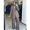 Qupra Taş Baskılı Keten Ceket Pantolon Takım WAD1290