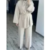 Qupra Şal Detaylı Kemerli Tunik Pantolon Takım WAD1277