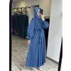 Kayra Nakış Detaylı Beli Büzgülü Poplin Elbise KA23049