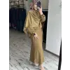 QooQ Store Şal Aksesuarlı Saten Gömlek Etek Takım 26SS218