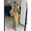 QooQ Store Şal Aksesuarlı Saten Gömlek Etek Takım 26SS218