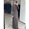 Almarwah Beli Broş ve Büzgü Detaylı Modal Penye Elbise 303920