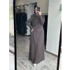 Almarwah Beli Broş ve Büzgü Detaylı Modal Penye Elbise 303920