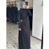 Almarwah Beli Broş ve Büzgü Detaylı Modal Penye Elbise 303920