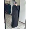 Almarwah Beli Broş ve Büzgü Detaylı Modal Penye Elbise 303920