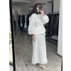 Clande Nakış İşlemeli Beli Büzdürmeli Gömlek Etek Takım