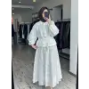 Clande Nakış İşlemeli Beli Büzdürmeli Gömlek Etek Takım