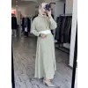 Almarwah Beli Korsajlı Çizgili Yarasa Kol Elbise 303909