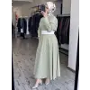 Almarwah Beli Korsajlı Çizgili Yarasa Kol Elbise 303909