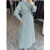 Almarwah Beli Korsajlı Çizgili Yarasa Kol Elbise 303909