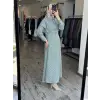 Almarwah Beli Korsajlı Çizgili Yarasa Kol Elbise 303909