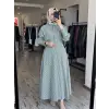 Almarwah Beli Korsajlı Çizgili Yarasa Kol Elbise 303909