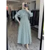 Almarwah Beli Korsajlı Çizgili Yarasa Kol Elbise 303909