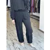 Misswhence Paçası Parça ve Büzdürme Detaylı Rahat Chanel Keten Pantolon 39117K