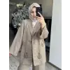 Kahma Boncuk Detaylı  Keten Ceket Pantolon Takım