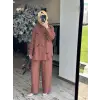 Clande Deniz Kabuğu Süslemeli Keten Gömlek Pantolon Takım