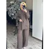 Clande Deniz Kabuğu Süslemeli Keten Gömlek Pantolon Takım