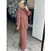 Clande Deniz Kabuğu Süslemeli Keten Gömlek Pantolon Takım